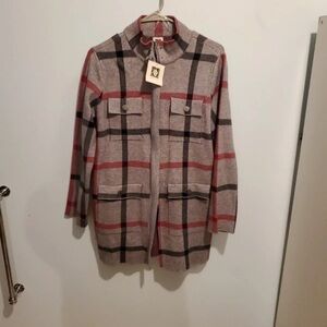 Plaid Women's Jacket - Red and Gray